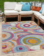Multicolor 5' 1 x 8' Outdoor Modern Rectangle Area Rug Weather Resistant for Patio, Deck, Terrace, Balcony, Porch 100% Polypropylene Modern Outside Carpet for Sale at Rug Engine