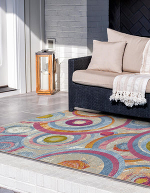 Multicolor 2' x 3' 1 Outdoor Modern Rectangle Area Rug Weather Resistant for Patio, Deck, Terrace, Balcony, Porch 100% Polypropylene Modern Outside Carpet for Sale at Rug Engine