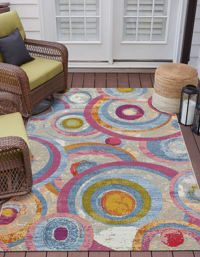 Multicolor 2' x 3' 1 Outdoor Modern Rectangle Area Rug Weather Resistant for Patio, Deck, Terrace, Balcony, Porch 100% Polypropylene Modern Outside Carpet for Sale at Rug Engine