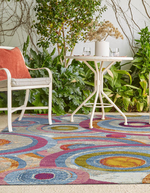 Multicolor 7' 10 x 10' Outdoor Modern Rectangle Area Rug Weather Resistant for Patio, Deck, Terrace, Balcony, Porch 100% Polypropylene Modern Outside Carpet for Sale at Rug Engine