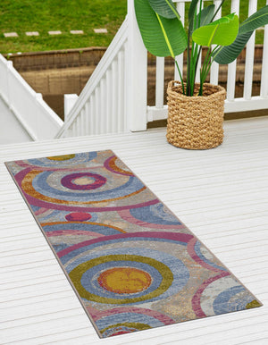 Multicolor 2' x 8' Outdoor Modern Runner Area Rug Weather Resistant for Patio, Deck, Terrace, Balcony, Porch 100% Polypropylene Modern Outside Carpet for Sale at Rug Engine