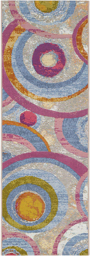 Multicolor 2' x 6' 1 Outdoor Modern Runner Area Rug Weather Resistant for Patio, Deck, Terrace, Balcony, Porch 100% Polypropylene Modern Outside Carpet for Sale at Rug Engine
