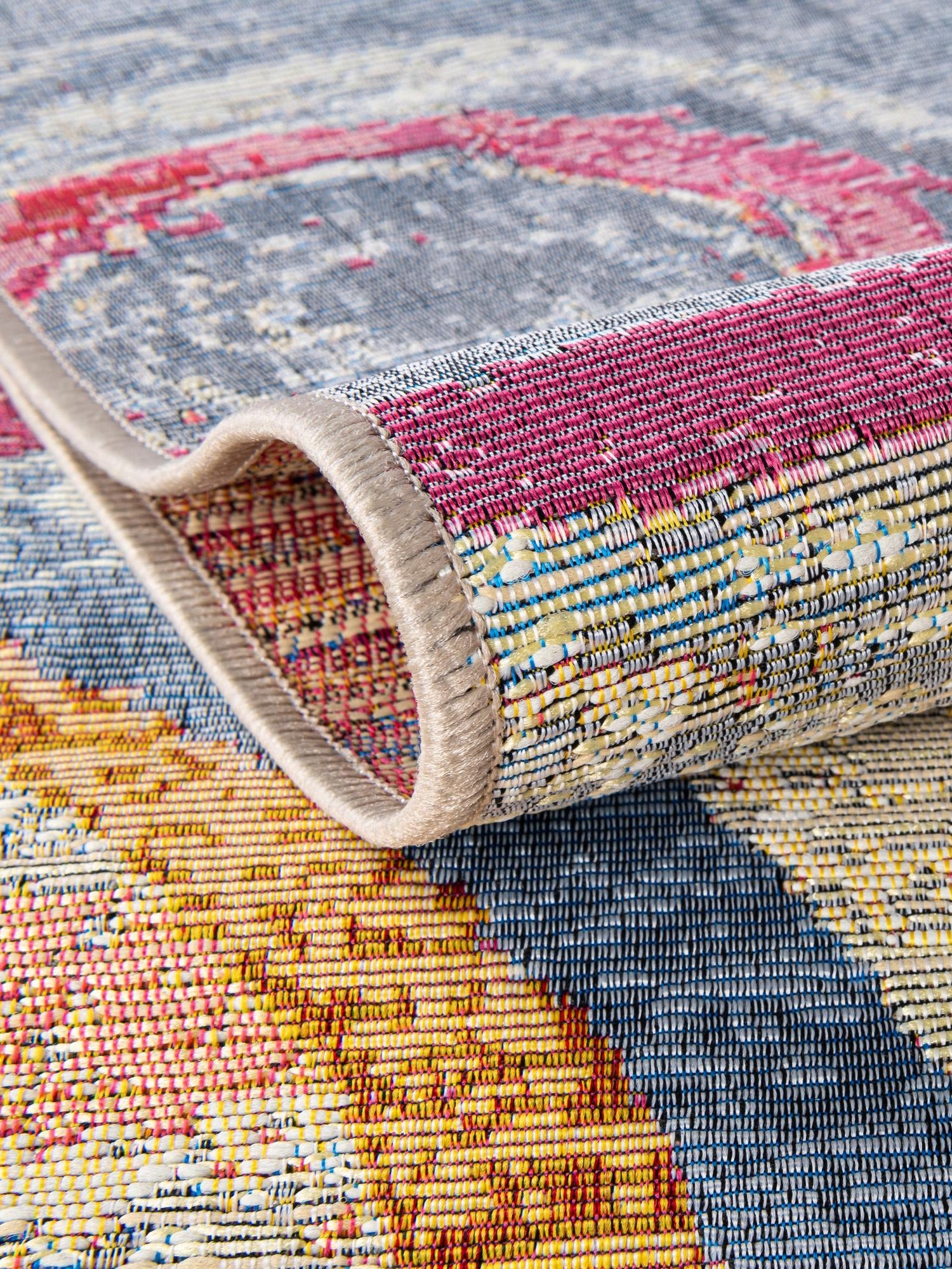 Multicolor 4' 1 x 4' 1 Outdoor Modern Round Area Rug Weather Resistant for Patio, Deck, Terrace, Balcony, Porch 100% Polypropylene Modern Outside Carpet for Sale at Rug Engine