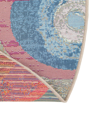 Multicolor 4' 1 x 4' 1 Outdoor Modern Round Area Rug Weather Resistant for Patio, Deck, Terrace, Balcony, Porch 100% Polypropylene Modern Outside Carpet for Sale at Rug Engine