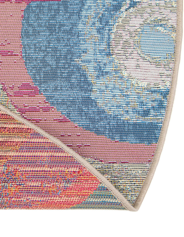 Multicolor 4' 1 x 4' 1 Outdoor Modern Round Area Rug Weather Resistant for Patio, Deck, Terrace, Balcony, Porch 100% Polypropylene Modern Outside Carpet for Sale at Rug Engine