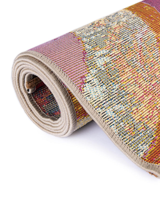 Multicolor 4' 1 x 4' 1 Outdoor Modern Round Area Rug Weather Resistant for Patio, Deck, Terrace, Balcony, Porch 100% Polypropylene Modern Outside Carpet for Sale at Rug Engine