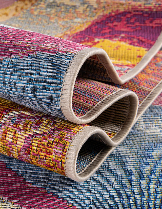 Multicolor 4' 1 x 4' 1 Outdoor Modern Round Area Rug Weather Resistant for Patio, Deck, Terrace, Balcony, Porch 100% Polypropylene Modern Outside Carpet for Sale at Rug Engine