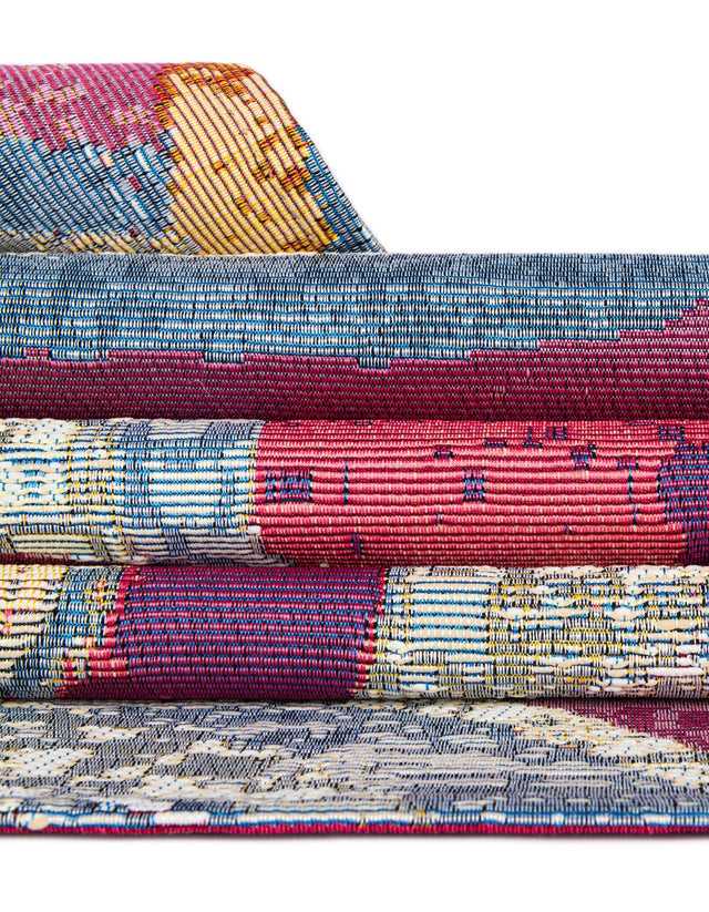 Multicolor 4' 1 x 4' 1 Outdoor Modern Round Area Rug Weather Resistant for Patio, Deck, Terrace, Balcony, Porch 100% Polypropylene Modern Outside Carpet for Sale at Rug Engine