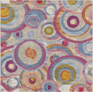 Multicolor 7' 10 x 7' 10 Outdoor Modern Square Area Rug Weather Resistant for Patio, Deck, Terrace, Balcony, Porch 100% Polypropylene Modern Outside Carpet for Sale at Rug Engine