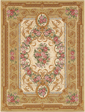 Ivory and Beige 5' 1 x 7' 1 Outdoor Traditional Rectangle Area Rug Weather Resistant for Patio, Deck, Terrace, Balcony, Porch Classical Design Outside Carpet for Sale at Rug Engine