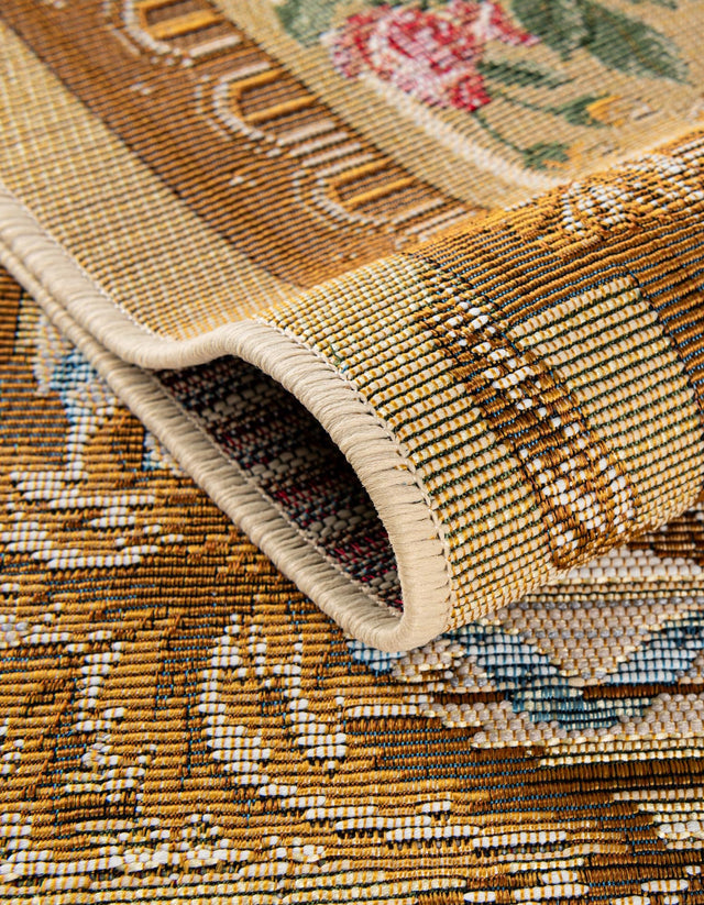 Ivory and Beige 9' x 12' Outdoor Traditional Rectangle Area Rug Weather Resistant for Patio, Deck, Terrace, Balcony, Porch Classical Design Outside Carpet for Sale at Rug Engine