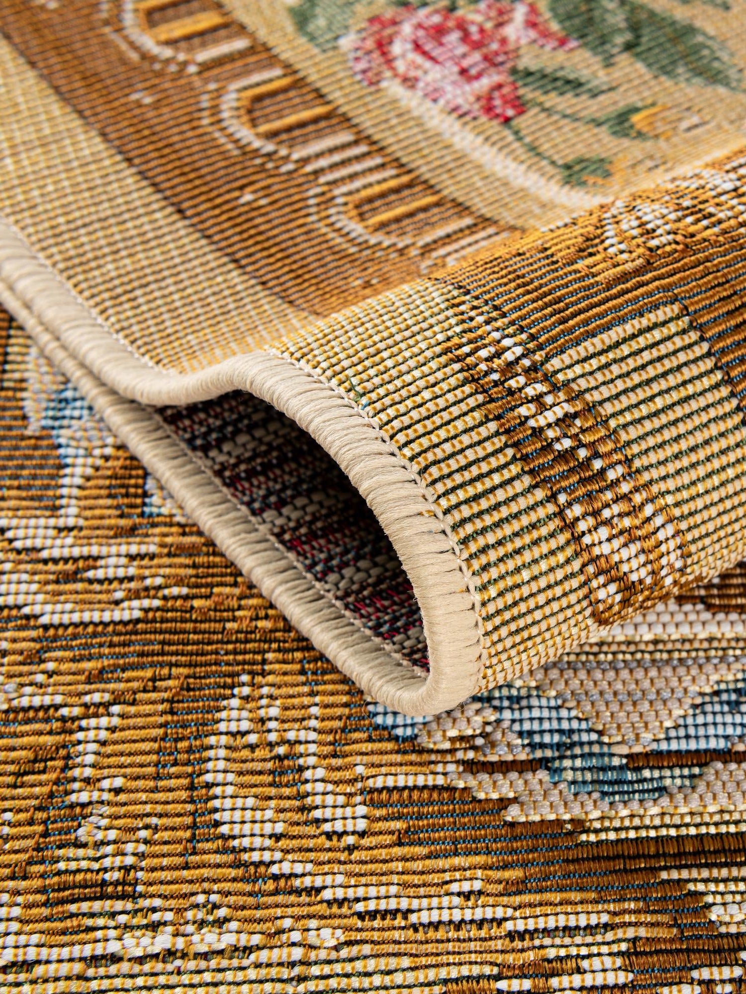 Ivory and Beige 5' 1 x 7' 1 Outdoor Traditional Rectangle Area Rug Weather Resistant for Patio, Deck, Terrace, Balcony, Porch Classical Design Outside Carpet for Sale at Rug Engine