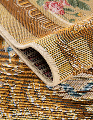 Ivory and Beige 5' 1 x 7' 1 Outdoor Traditional Rectangle Area Rug Weather Resistant for Patio, Deck, Terrace, Balcony, Porch Classical Design Outside Carpet for Sale at Rug Engine