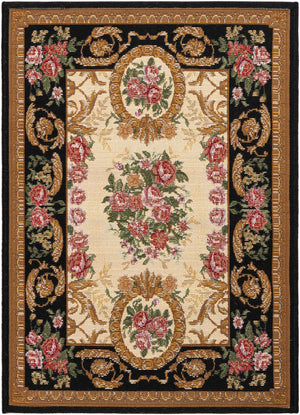 Black and Ivory 2' x 3' 1 Outdoor Traditional Rectangle Area Rug Weather Resistant for Patio, Deck, Terrace, Balcony, Porch Classical Design Outside Carpet for Sale at Rug Engine