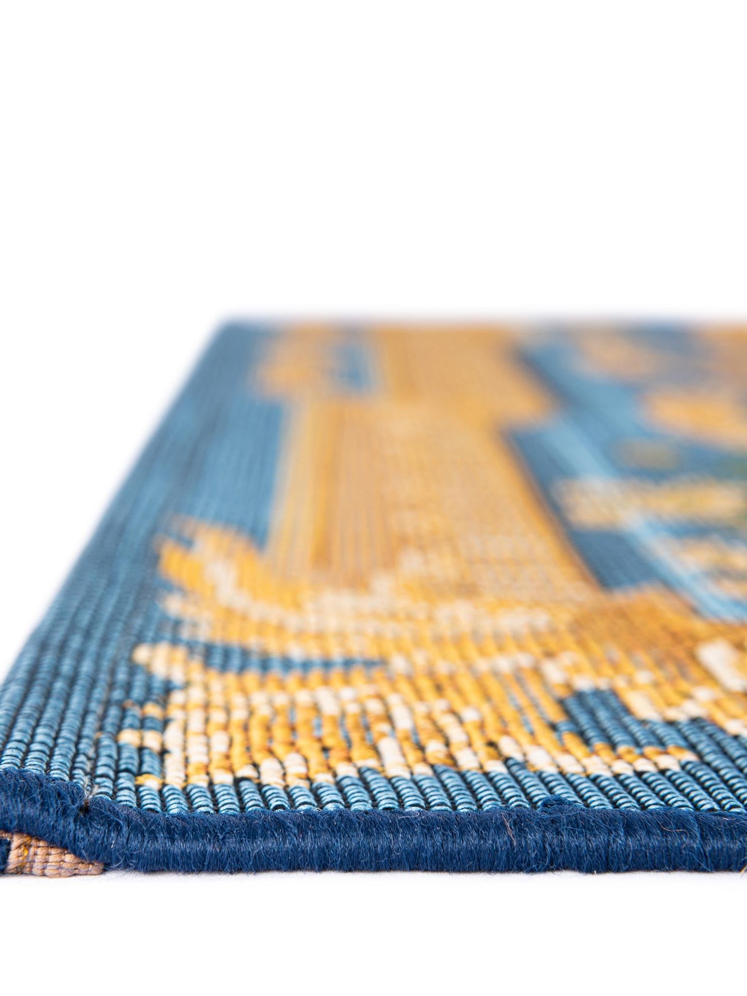 Navy Blue and Ivory 7' 10 x 10' Outdoor Traditional Rectangle Area Rug Weather Resistant for Patio, Deck, Terrace, Balcony, Porch Classical Design Outside Carpet for Sale at Rug Engine