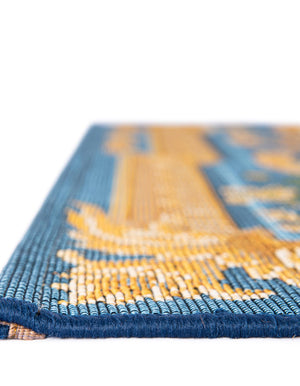 Navy Blue and Ivory 7' 10 x 10' Outdoor Traditional Rectangle Area Rug Weather Resistant for Patio, Deck, Terrace, Balcony, Porch Classical Design Outside Carpet for Sale at Rug Engine