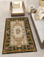 Green and Ivory 5' 1 x 8' Outdoor Traditional Rectangle Area Rug Weather Resistant for Patio, Deck, Terrace, Balcony, Porch Classical Design Outside Carpet for Sale at Rug Engine