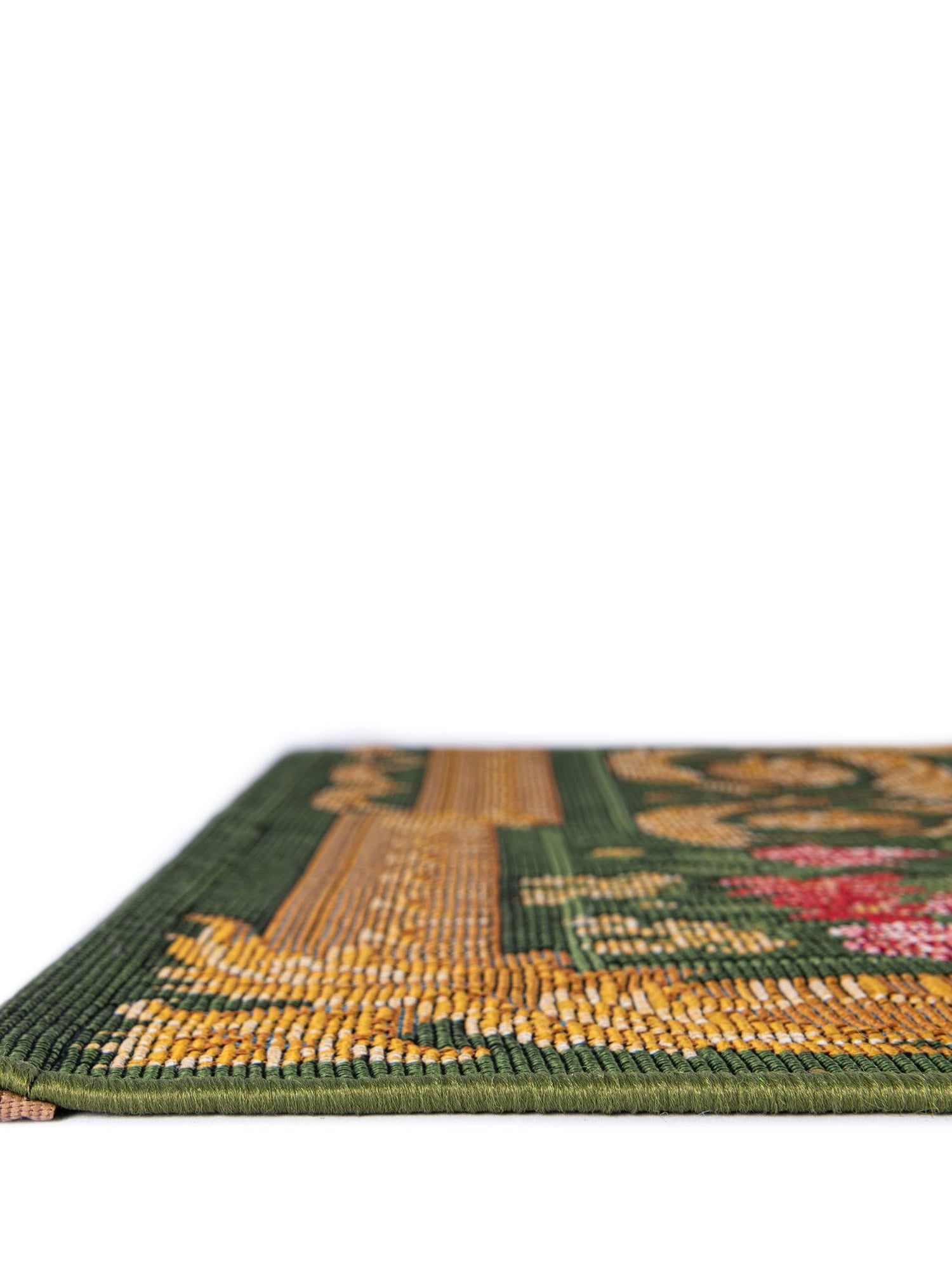 Green and Ivory 4' 1 x 6' 1 Outdoor Traditional Rectangle Area Rug Weather Resistant for Patio, Deck, Terrace, Balcony, Porch Classical Design Outside Carpet for Sale at Rug Engine