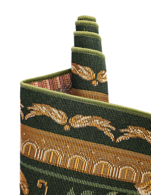 Green and Ivory 10' x 10' Outdoor Traditional Square Area Rug Weather Resistant for Patio, Deck, Terrace, Balcony, Porch Classical Design Outside Carpet for Sale at Rug Engine