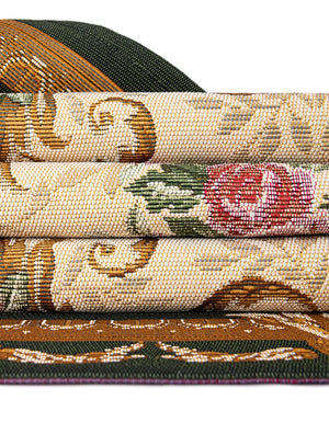 Green and Ivory 10' x 10' Outdoor Traditional Square Area Rug Weather Resistant for Patio, Deck, Terrace, Balcony, Porch Classical Design Outside Carpet for Sale at Rug Engine