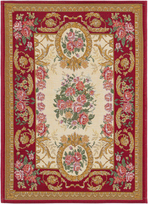Burgundy Red and Ivory 2' x 3' 1 Outdoor Traditional Rectangle Area Rug Weather Resistant for Patio, Deck, Terrace, Balcony, Porch Classical Design Outside Carpet for Sale at Rug Engine