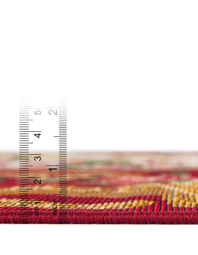 Burgundy Red and Ivory 6' 1 x 9' Outdoor Traditional Rectangle Area Rug Weather Resistant for Patio, Deck, Terrace, Balcony, Porch Classical Design Outside Carpet for Sale at Rug Engine