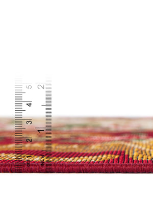 Burgundy Red and Ivory 5' 1 x 7' 1 Outdoor Traditional Rectangle Area Rug Weather Resistant for Patio, Deck, Terrace, Balcony, Porch Classical Design Outside Carpet for Sale at Rug Engine