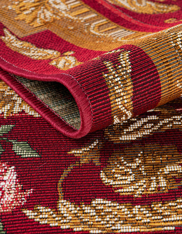 Burgundy Red and Ivory 9' x 12' Outdoor Traditional Rectangle Area Rug Weather Resistant for Patio, Deck, Terrace, Balcony, Porch Classical Design Outside Carpet for Sale at Rug Engine