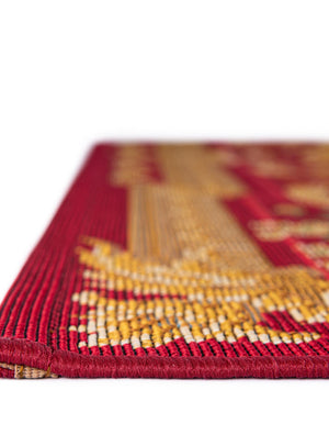 Burgundy Red and Ivory 9' x 12' Outdoor Traditional Rectangle Area Rug Weather Resistant for Patio, Deck, Terrace, Balcony, Porch Classical Design Outside Carpet for Sale at Rug Engine