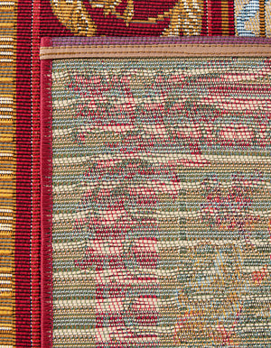 Burgundy Red and Ivory 9' x 12' Outdoor Traditional Rectangle Area Rug Weather Resistant for Patio, Deck, Terrace, Balcony, Porch Classical Design Outside Carpet for Sale at Rug Engine