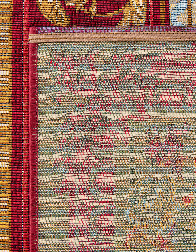 Burgundy Red and Ivory 9' x 12' Outdoor Traditional Rectangle Area Rug Weather Resistant for Patio, Deck, Terrace, Balcony, Porch Classical Design Outside Carpet for Sale at Rug Engine