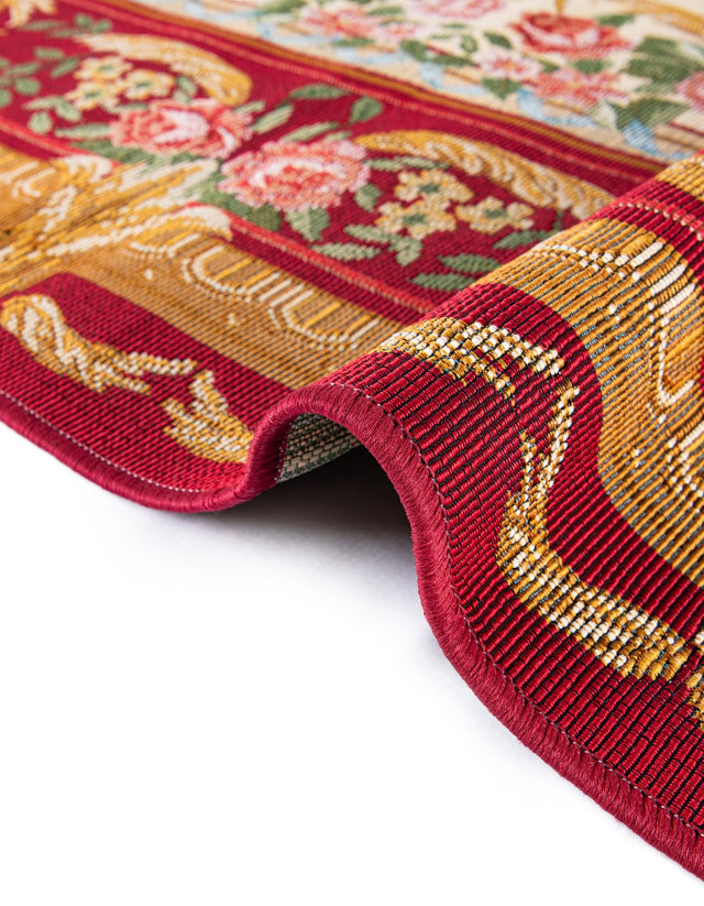 Burgundy Red and Ivory 9' x 12' Outdoor Traditional Rectangle Area Rug Weather Resistant for Patio, Deck, Terrace, Balcony, Porch Classical Design Outside Carpet for Sale at Rug Engine