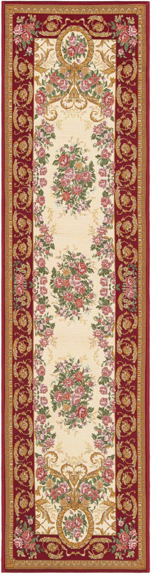 Burgundy Red and Ivory 2' x 8' Outdoor Traditional Runner Area Rug Weather Resistant for Patio, Deck, Terrace, Balcony, Porch Classical Design Outside Carpet for Sale at Rug Engine