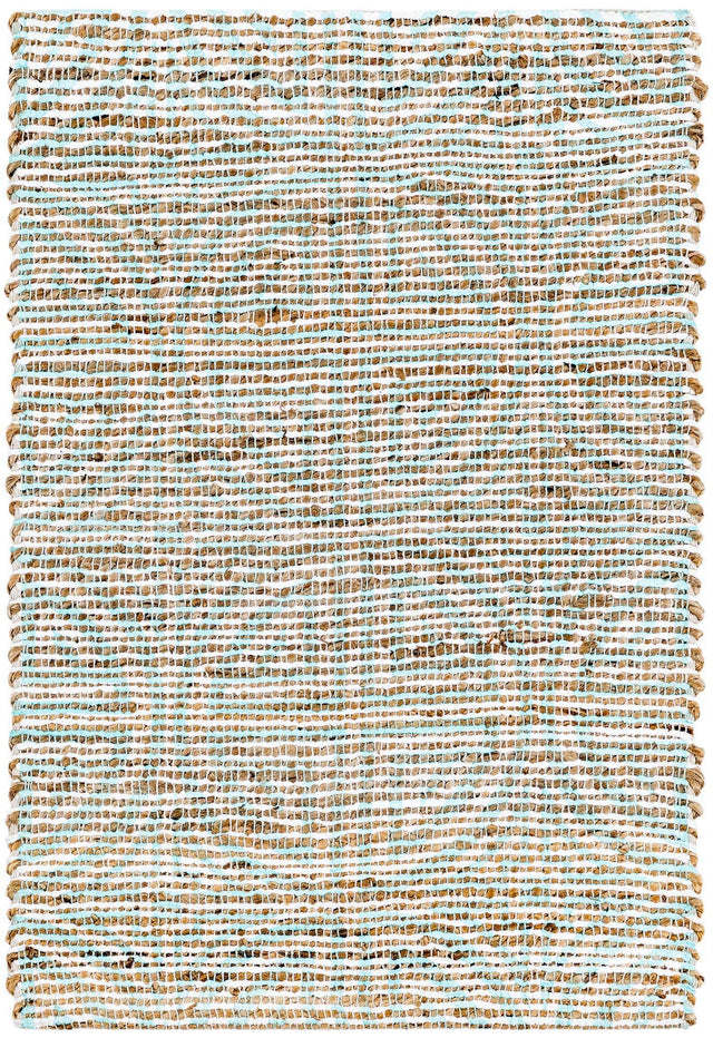 Blue and Ivory 2' x 3' 1 Chenille Jute Rectangle Area Rug Vintage Distressed Boho All Natural Eco-Friendly Sustainable Carpet for Living Dining Office Dorm Rooms for Sale at Rug Engine