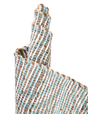Blue and Ivory 6' 1 x 9' Chenille Jute Rectangle Area Rug Vintage Distressed Boho All Natural Eco-Friendly Sustainable Carpet for Living Dining Office Dorm Rooms for Sale at Rug Engine