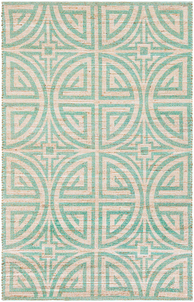 Blue and Ivory 5' 1 x 8' Chenille Jute Rectangle Area Rug Vintage Distressed Boho All Natural Eco-Friendly Sustainable Carpet for Living Dining Office Dorm Rooms for Sale at Rug Engine
