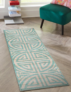 Blue and Ivory 2' 2 x 8' Chenille Jute Runner Area Rug Vintage Distressed Boho All Natural Eco-Friendly Sustainable Carpet for Living Dining Office Dorm Rooms for Sale at Rug Engine