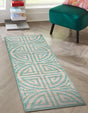 Blue and Ivory 2' 2 x 8' Chenille Jute Runner Area Rug Vintage Distressed Boho All Natural Eco-Friendly Sustainable Carpet for Living Dining Office Dorm Rooms for Sale at Rug Engine