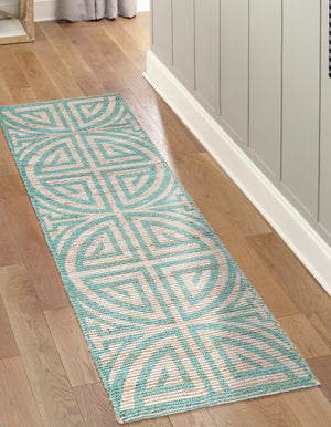 Blue and Ivory 2' 2 x 6' 1 Chenille Jute Runner Area Rug Vintage Distressed Boho All Natural Eco-Friendly Sustainable Carpet for Living Dining Office Dorm Rooms for Sale at Rug Engine