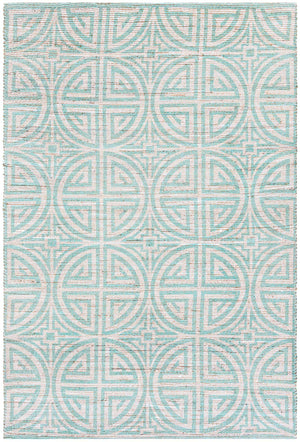 Blue and Ivory 6' 1 x 9' Chenille Jute Rectangle Area Rug Vintage Distressed Boho All Natural Eco-Friendly Sustainable Carpet for Living Dining Office Dorm Rooms for Sale at Rug Engine