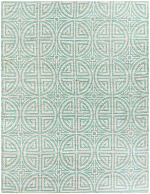 Blue and Ivory 9' x 12' Chenille Jute Rectangle Area Rug Vintage Distressed Boho All Natural Eco-Friendly Sustainable Carpet for Living Dining Office Dorm Rooms for Sale at Rug Engine