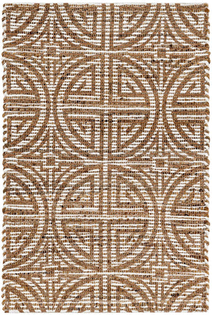 Light Brown and Ivory 2' x 3' 1 Chenille Jute Rectangle Area Rug Vintage Distressed Boho All Natural Eco-Friendly Sustainable Carpet for Living Dining Office Dorm Rooms for Sale at Rug Engine