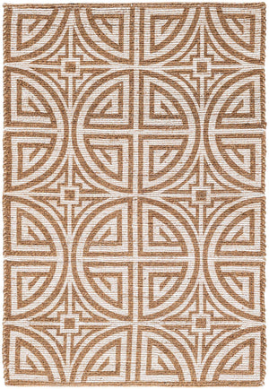 Light Brown and Ivory 4' 1 x 6' 1 Chenille Jute Rectangle Area Rug Vintage Distressed Boho All Natural Eco-Friendly Sustainable Carpet for Living Dining Office Dorm Rooms for Sale at Rug Engine