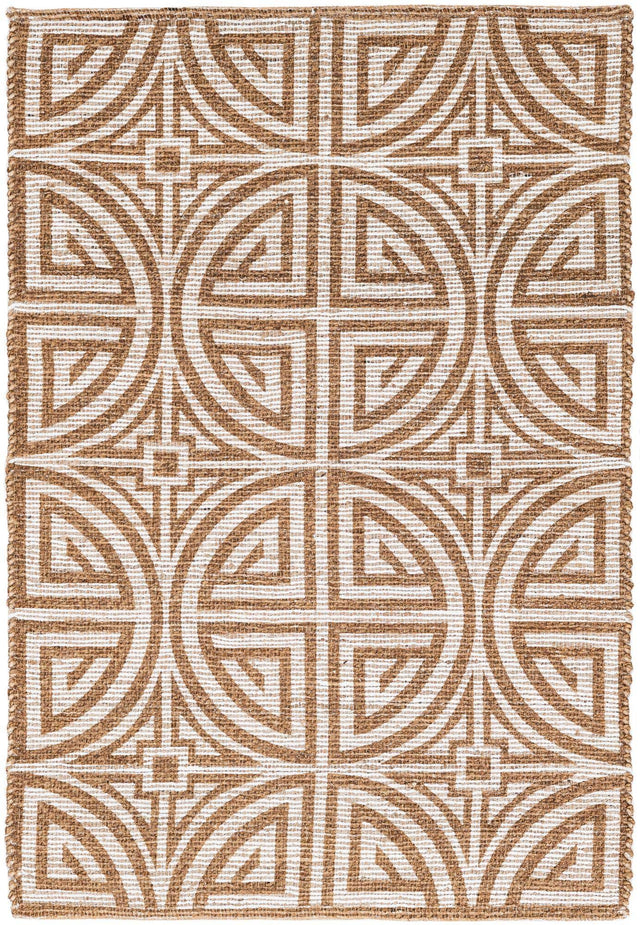 Light Brown and Ivory 4' 1 x 6' 1 Chenille Jute Rectangle Area Rug Vintage Distressed Boho All Natural Eco-Friendly Sustainable Carpet for Living Dining Office Dorm Rooms for Sale at Rug Engine