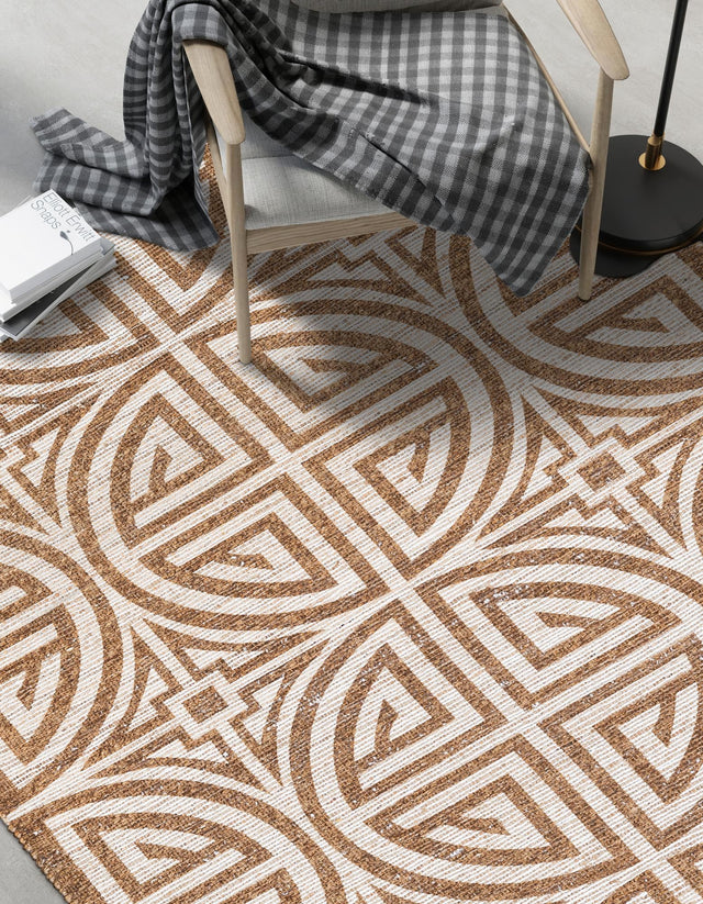 Light Brown and Ivory 6' 1 x 9' Chenille Jute Rectangle Area Rug Vintage Distressed Boho All Natural Eco-Friendly Sustainable Carpet for Living Dining Office Dorm Rooms for Sale at Rug Engine
