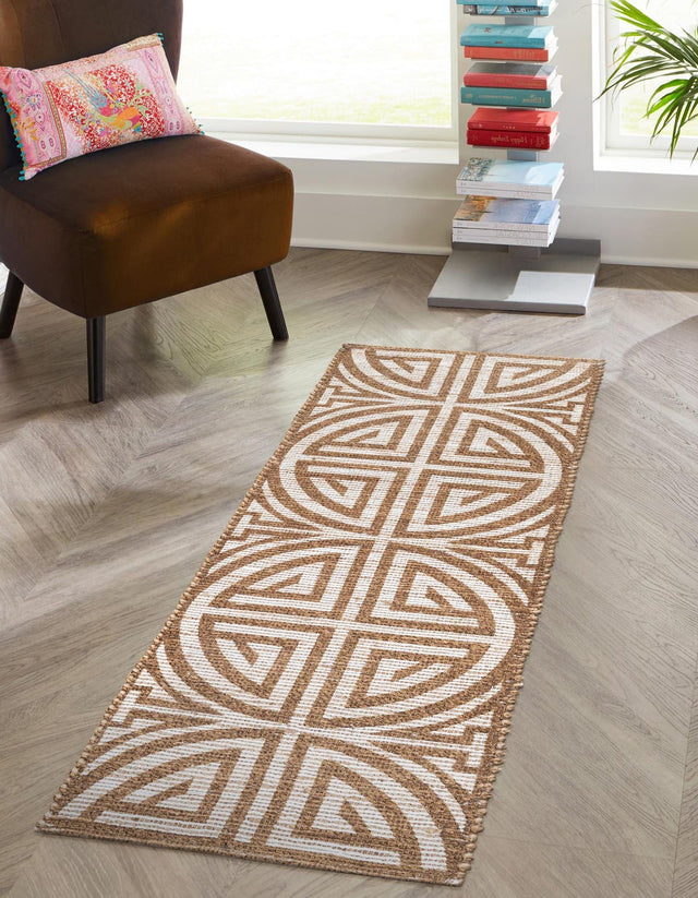 Light Brown and Ivory 2' 2 x 8' Chenille Jute Runner Area Rug Vintage Distressed Boho All Natural Eco-Friendly Sustainable Carpet for Living Dining Office Dorm Rooms for Sale at Rug Engine