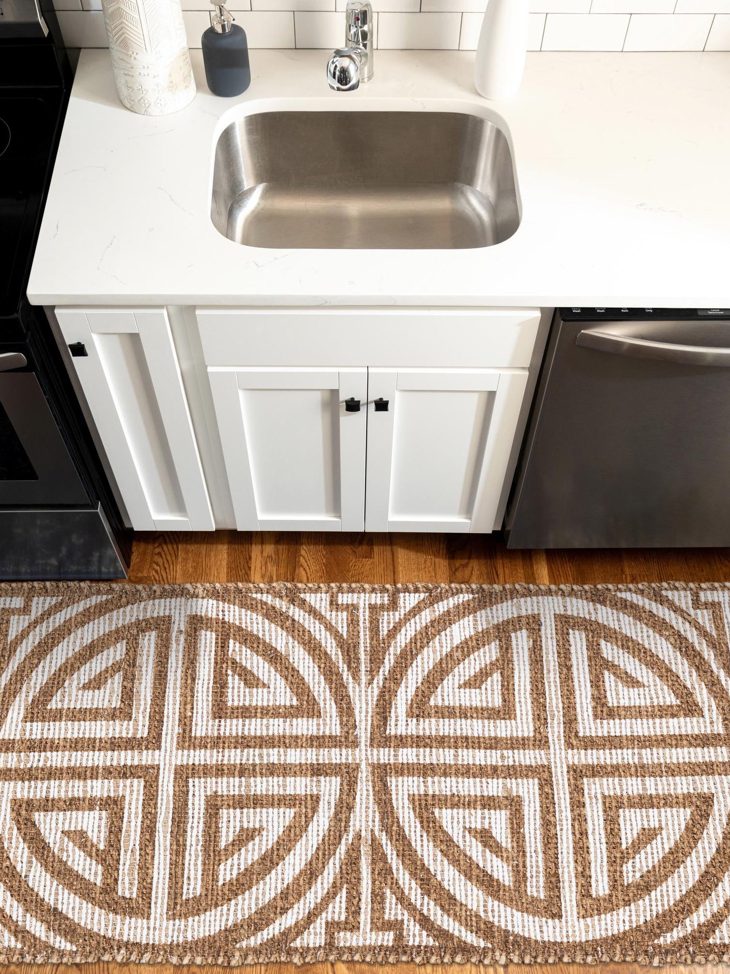 Light Brown and Ivory 2' 2 x 8' Chenille Jute Runner Area Rug Vintage Distressed Boho All Natural Eco-Friendly Sustainable Carpet for Living Dining Office Dorm Rooms for Sale at Rug Engine