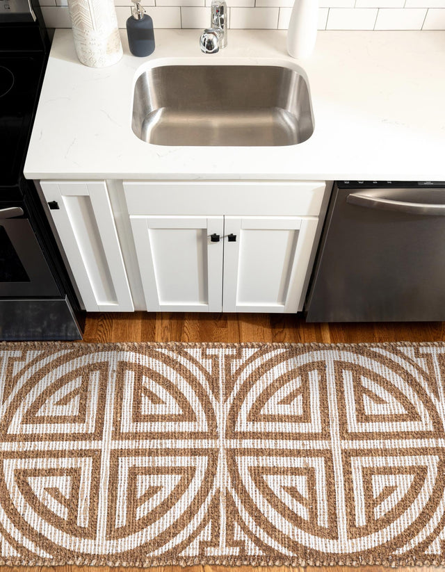 Light Brown and Ivory 2' 2 x 8' Chenille Jute Runner Area Rug Vintage Distressed Boho All Natural Eco-Friendly Sustainable Carpet for Living Dining Office Dorm Rooms for Sale at Rug Engine