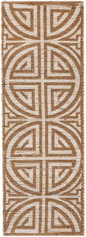 Light Brown and Ivory 2' 2 x 6' 1 Chenille Jute Runner Area Rug Vintage Distressed Boho All Natural Eco-Friendly Sustainable Carpet for Living Dining Office Dorm Rooms for Sale at Rug Engine