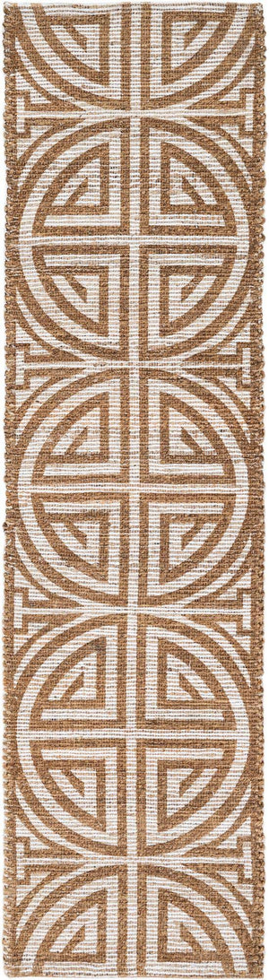 Light Brown and Ivory 2' 2 x 8' Chenille Jute Runner Area Rug Vintage Distressed Boho All Natural Eco-Friendly Sustainable Carpet for Living Dining Office Dorm Rooms for Sale at Rug Engine